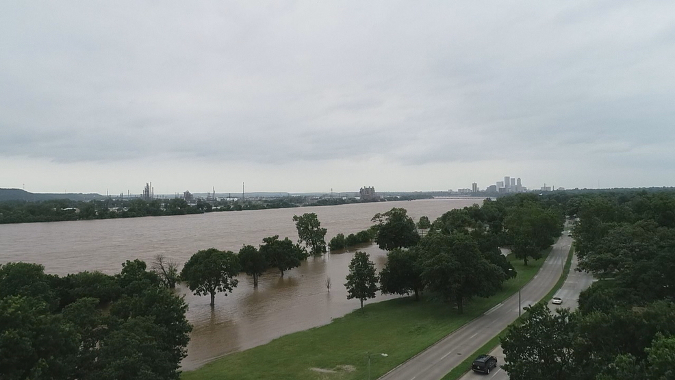 Drone video shows swollen Arkansas River in Tulsa KTUL