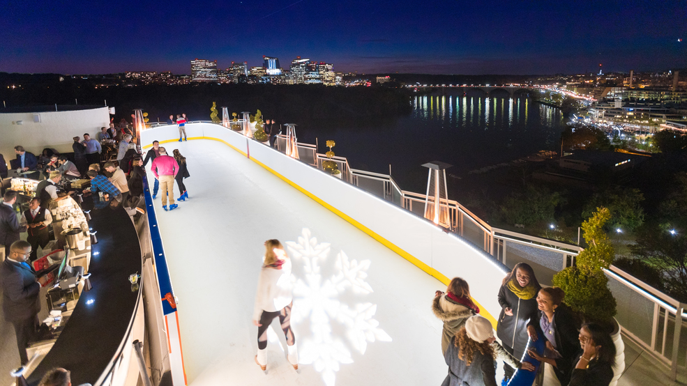 This winter you can ice skate on a hotel rooftop and drink champagne in