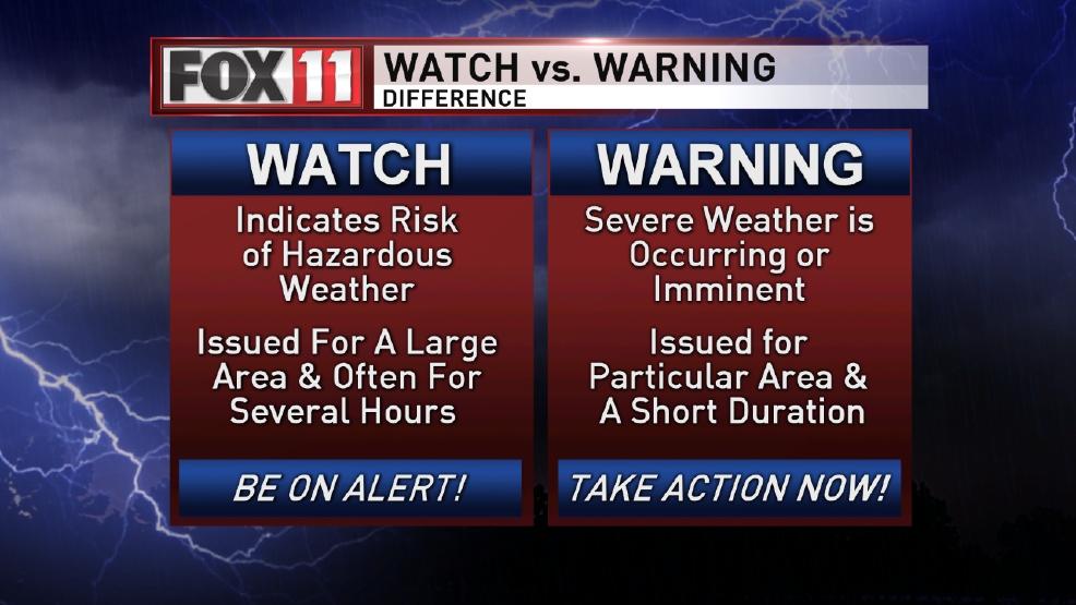 The difference between a watch and warning WLUK