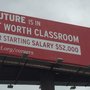 Billboards encouraging Oklahoma teachers to move to Texas