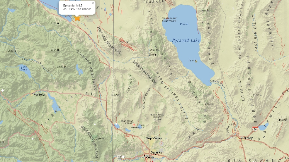 Several earthquakes shake about 60 miles northwest of Reno KRNV