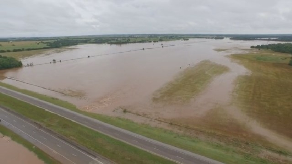 Aerial view of historic Oklahoma flooding KOKH