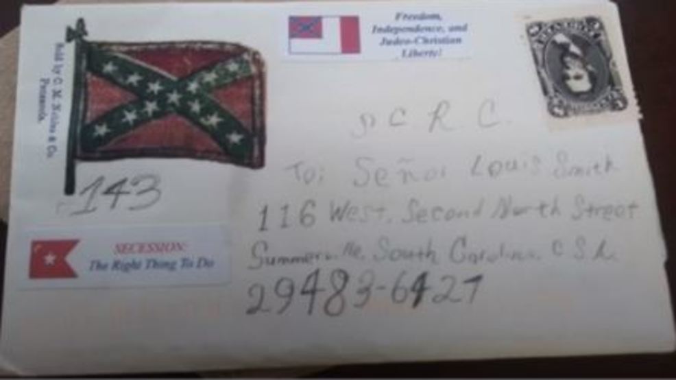 SLED looking into letter sent with Confederate flag, upside down